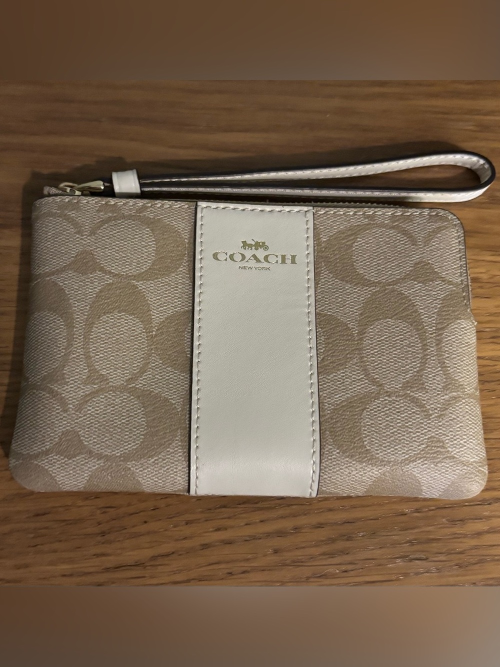 Coach Corner Zip Wristlet in Signature Canvas with Stripe